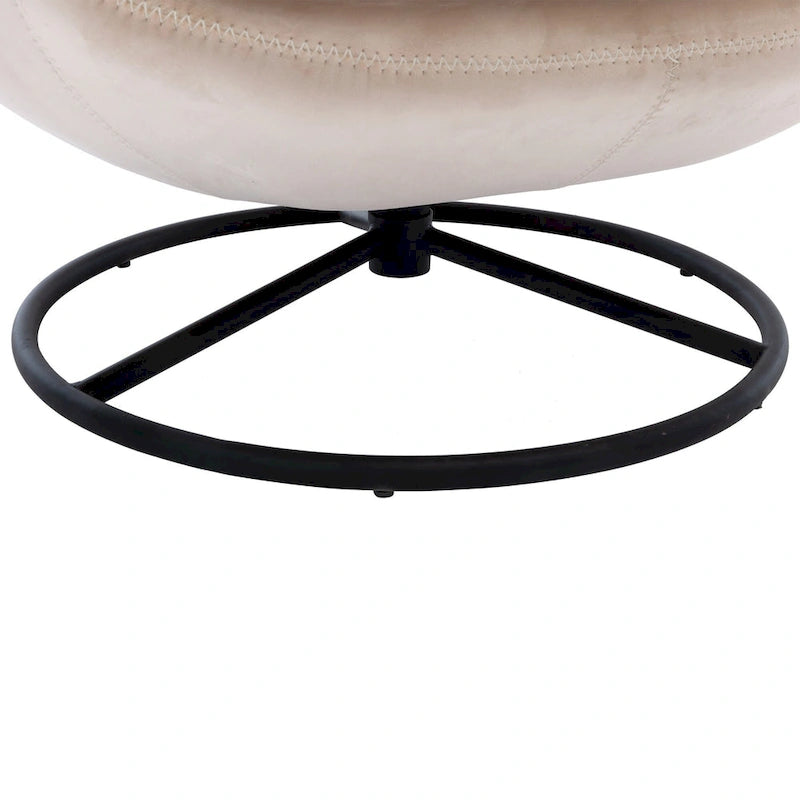 Beige Velvet Swivel Accent Chair No Armrest Modern Style