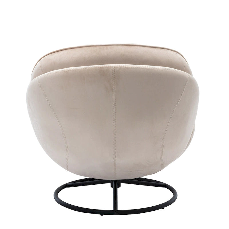 Beige Velvet Swivel Accent Chair No Armrest Modern Style