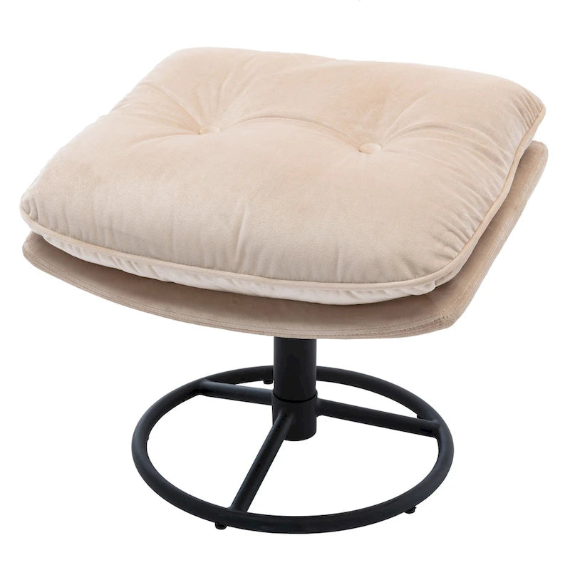 Beige Velvet Swivel Accent Chair No Armrest Modern Style