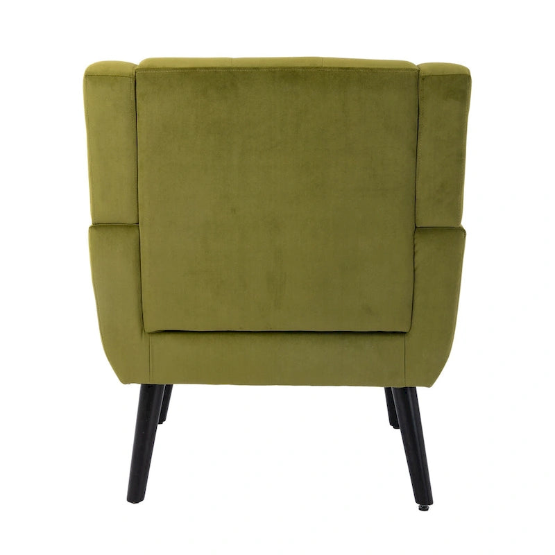 Green Velvet Upholstered Accent Chair with Padded Seat Curved Back Black Legs