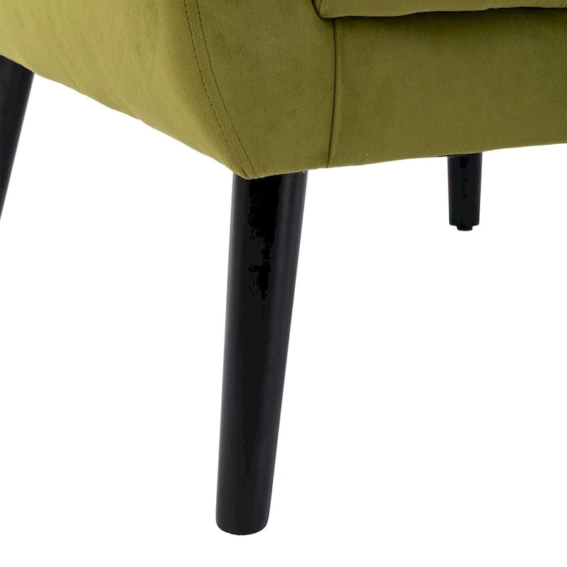 Green Velvet Upholstered Accent Chair with Padded Seat Curved Back Black Legs