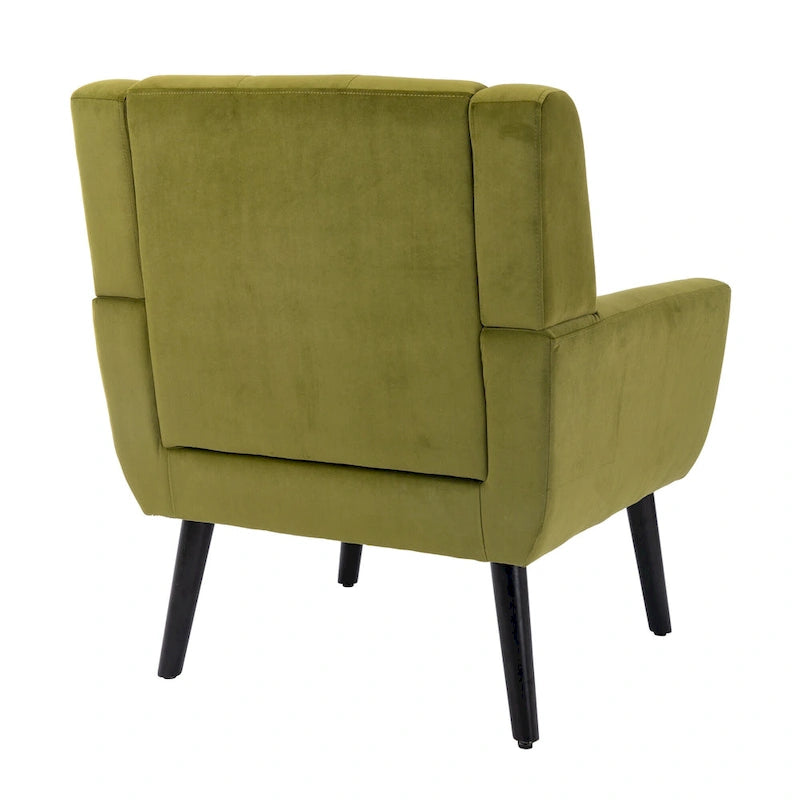 Green Velvet Upholstered Accent Chair with Padded Seat Curved Back Black Legs