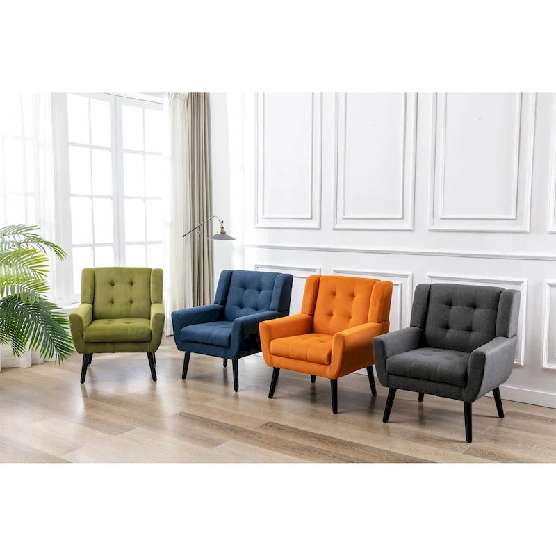 Green Velvet Upholstered Accent Chair with Padded Seat Curved Back Black Legs