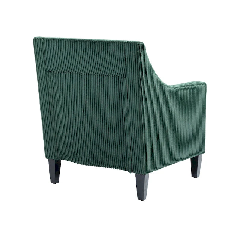 Upholstered Accent Arm Chair with Scooped Arms and Black Rubber Wood Legs