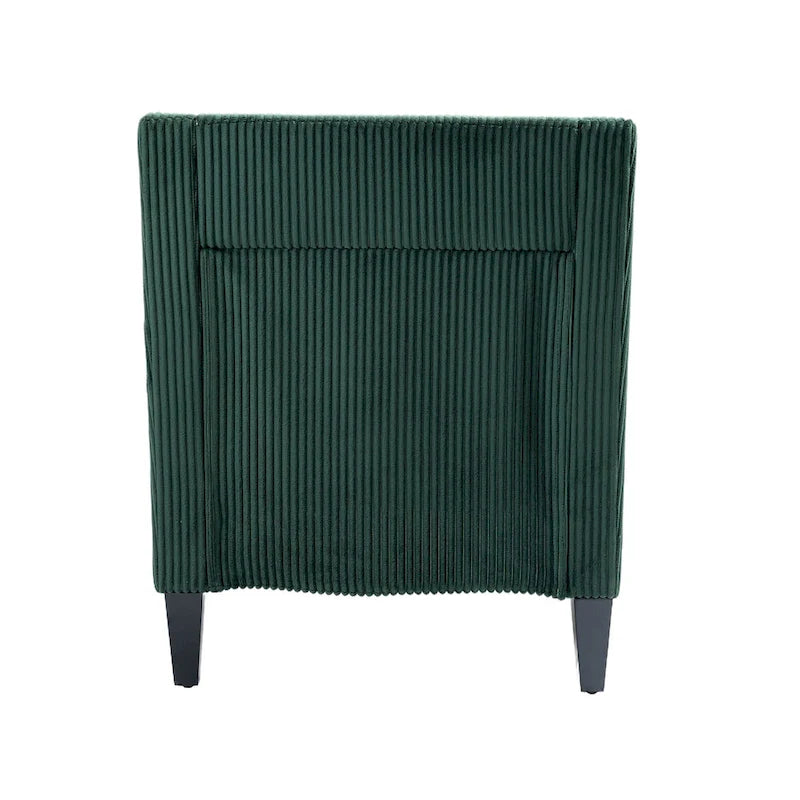 Upholstered Accent Arm Chair with Scooped Arms and Black Rubber Wood Legs