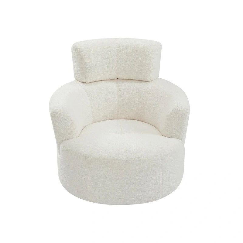Upholstered Swivel Accent Chair with Adjustable Headrest Berber Fleece