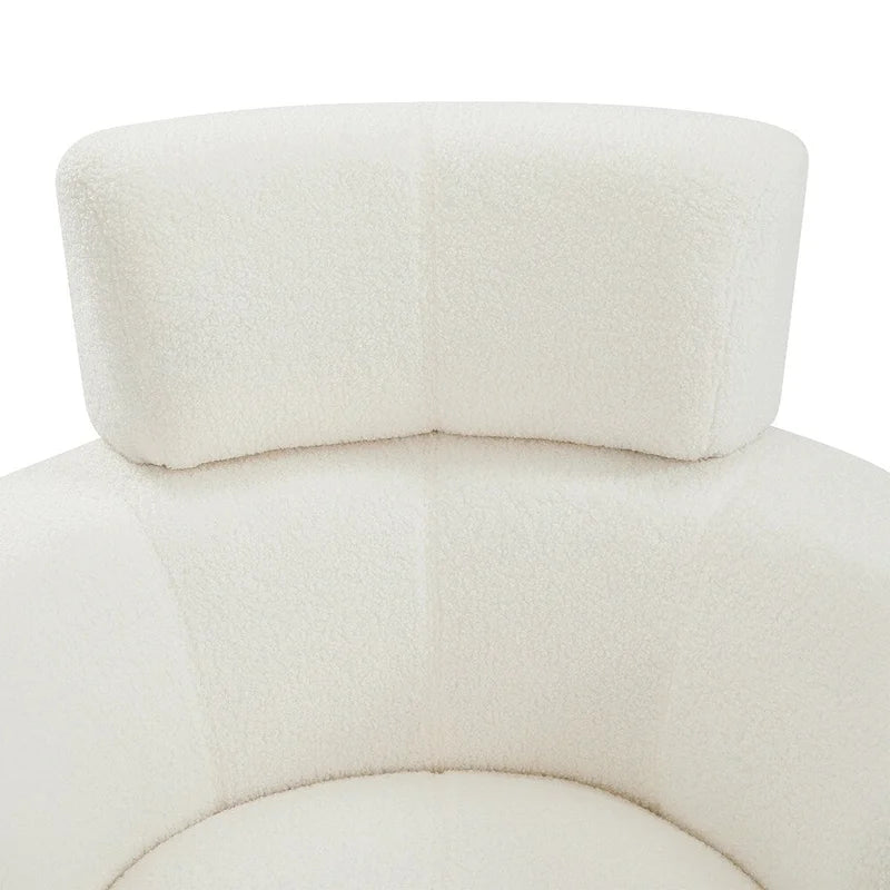Upholstered Swivel Accent Chair with Adjustable Headrest Berber Fleece