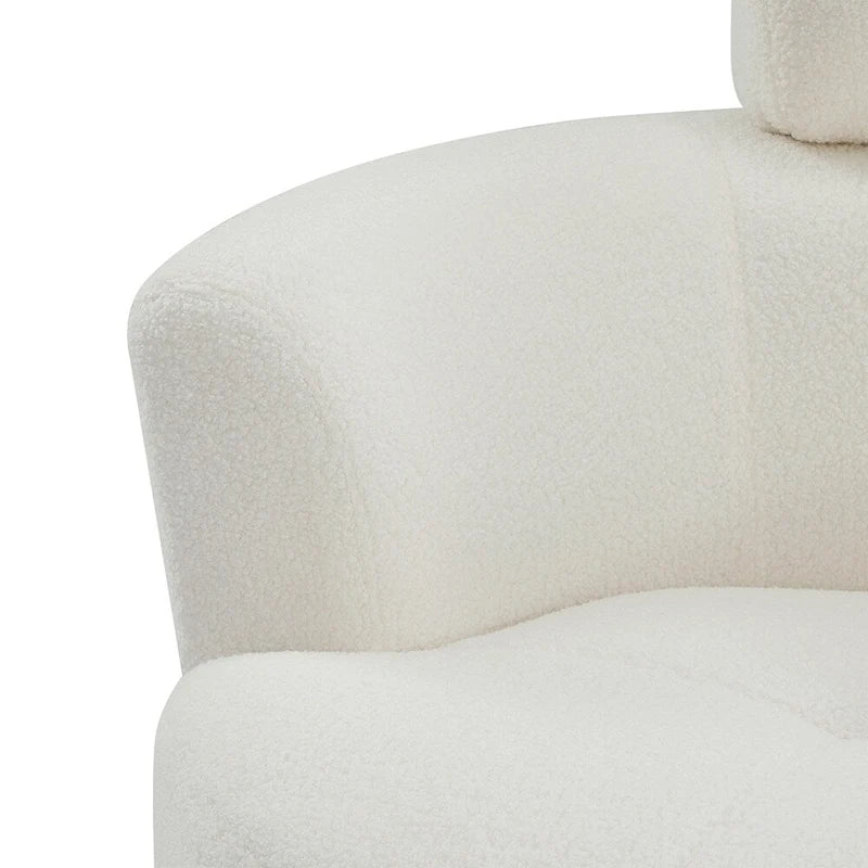 Upholstered Swivel Accent Chair with Adjustable Headrest Berber Fleece