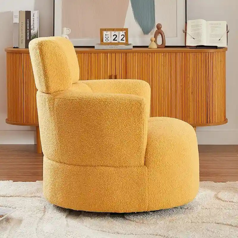 Upholstered Swivel Accent Chair with Adjustable Headrest Berber Fleece