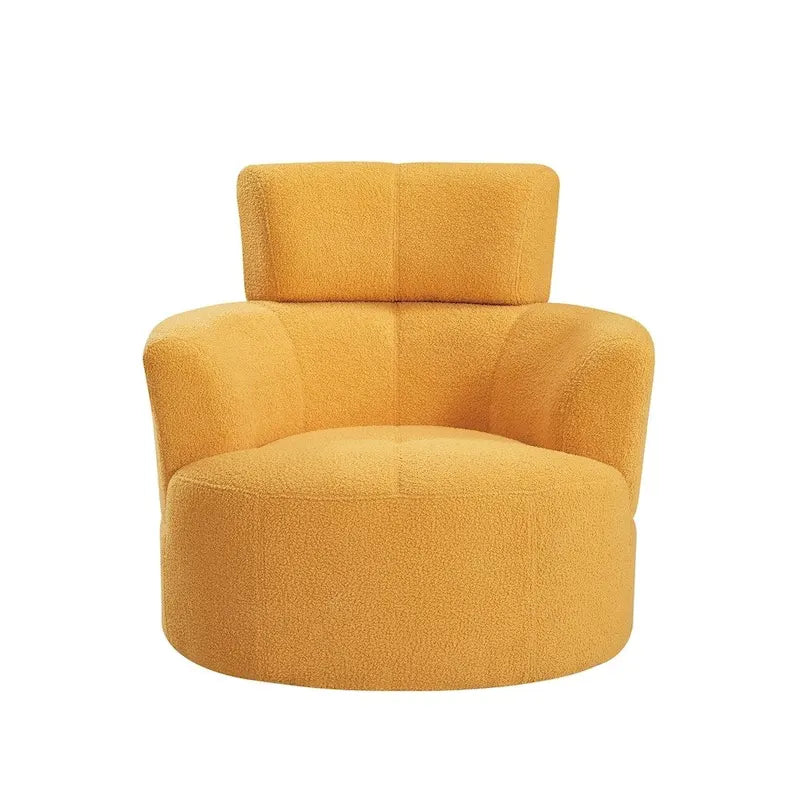 Upholstered Swivel Accent Chair with Adjustable Headrest Berber Fleece