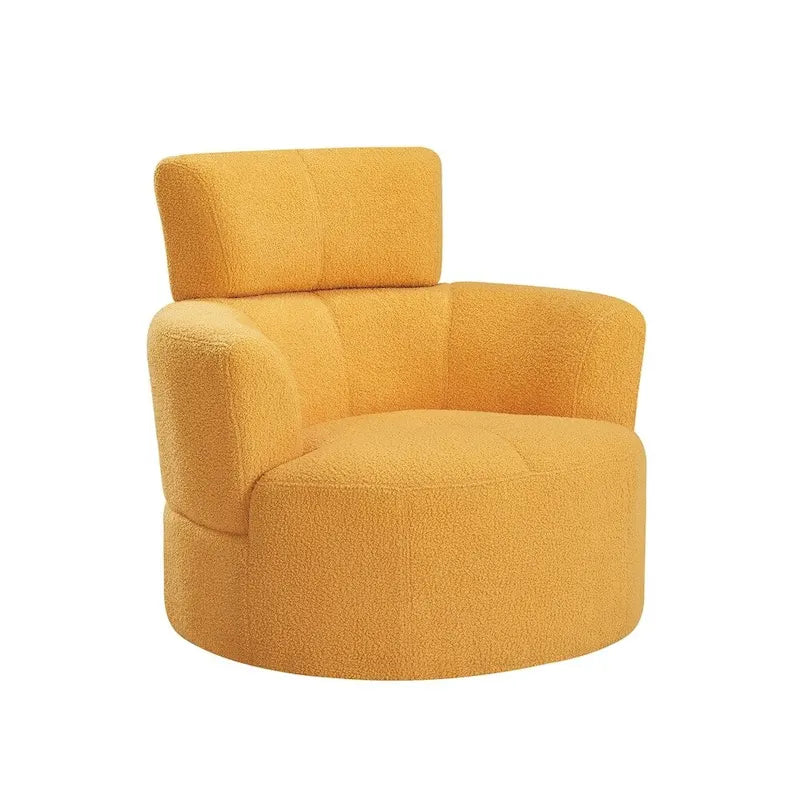 Upholstered Swivel Accent Chair with Adjustable Headrest Berber Fleece