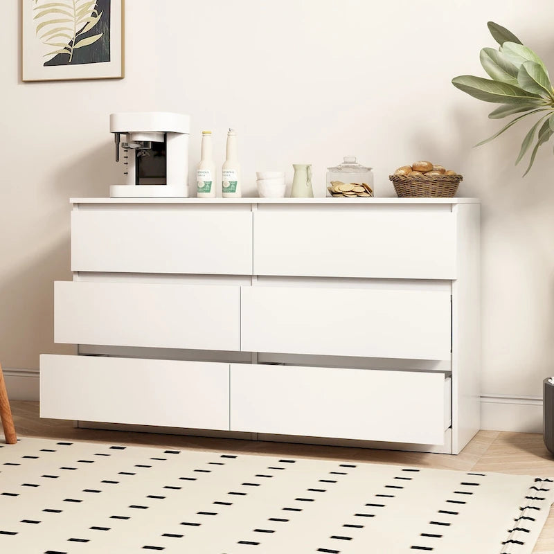 6-Drawer Modern Dresser Storage Chest with Decorative Handles