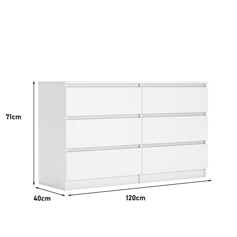 6-Drawer Modern Dresser Storage Chest with Decorative Handles