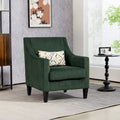 Emerald Green Corduroy Upholstered Accent Armchair with Scooped Arms and Lumbar Pillow