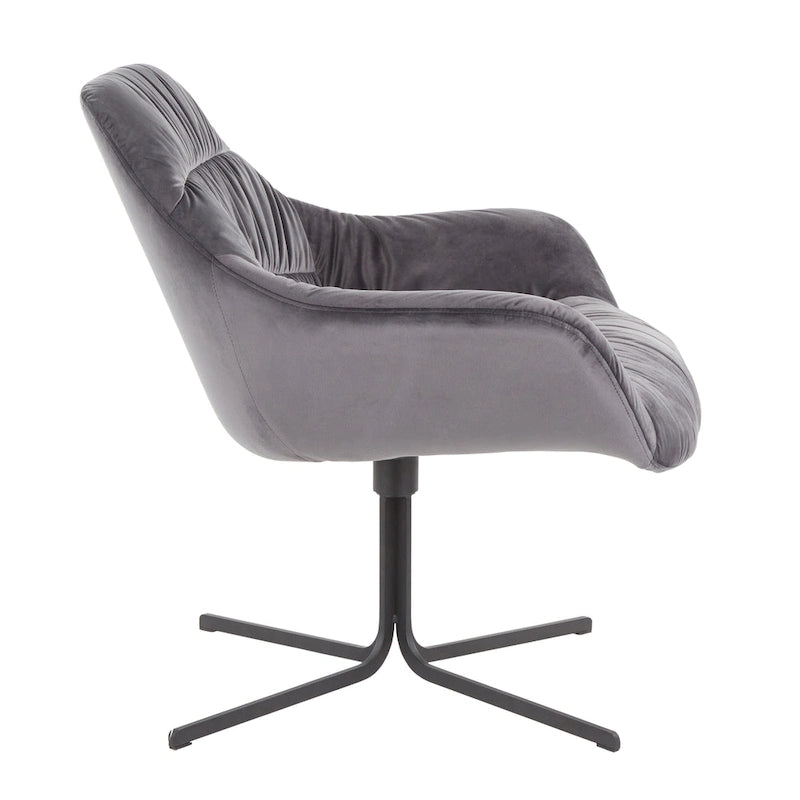 Modern Velvet Upholstered Swivel Lounge Chair with Flared Armrests