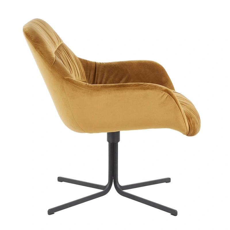 Modern Velvet Upholstered Swivel Lounge Chair with Flared Armrests