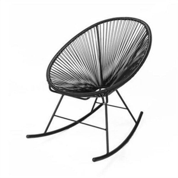 Oval Woven Vinyl Cord Metal Frame Indoor Outdoor Rocking Chair