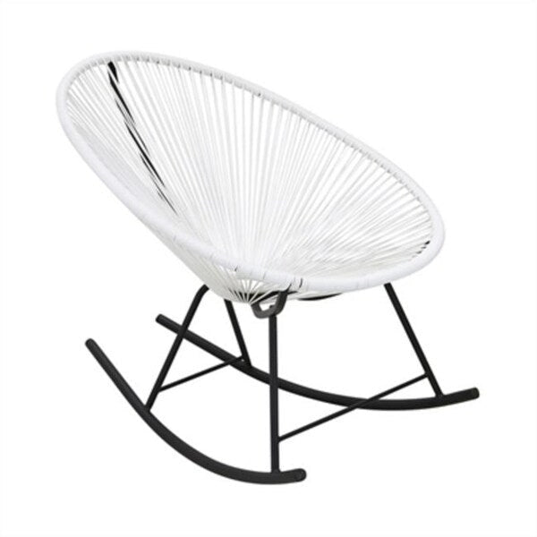 Oval Woven Vinyl Cord Metal Frame Indoor Outdoor Rocking Chair