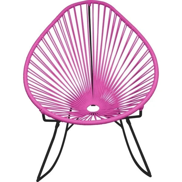 Oval Woven Vinyl Cord Metal Frame Indoor Outdoor Rocking Chair