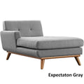 Left-Arm Mid-Century Modern Tufted Chaise Lounge Chair Gray