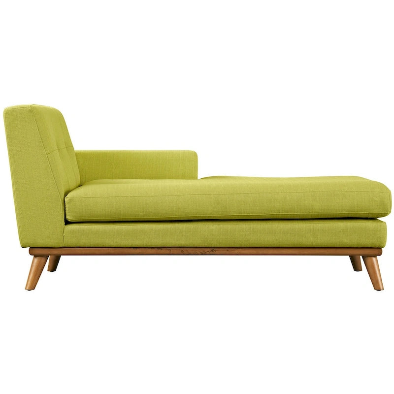 Left-Arm Mid-Century Modern Tufted Chaise Lounge Chair Gray