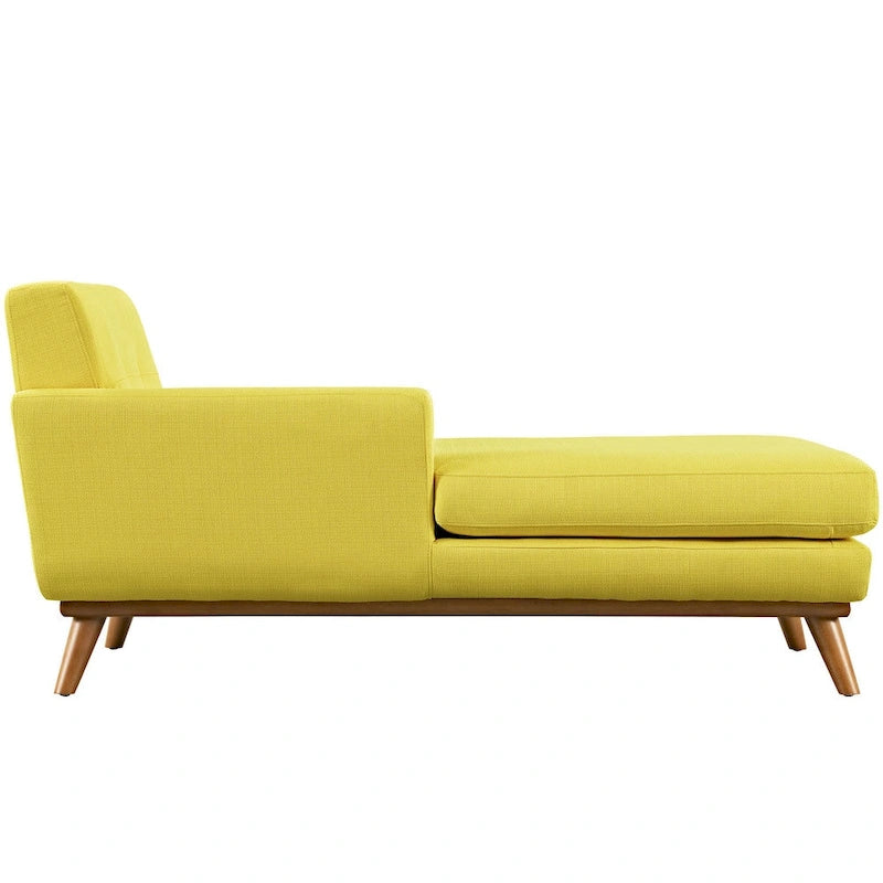 Left-Arm Mid-Century Modern Tufted Chaise Lounge Chair Gray