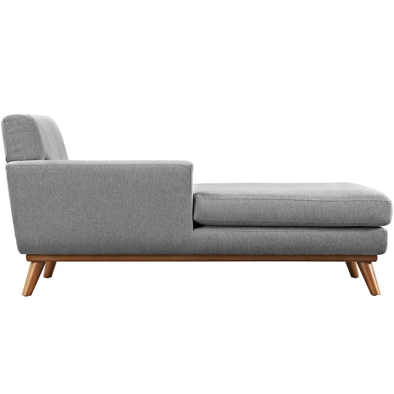 Left-Arm Mid-Century Modern Tufted Chaise Lounge Chair Gray