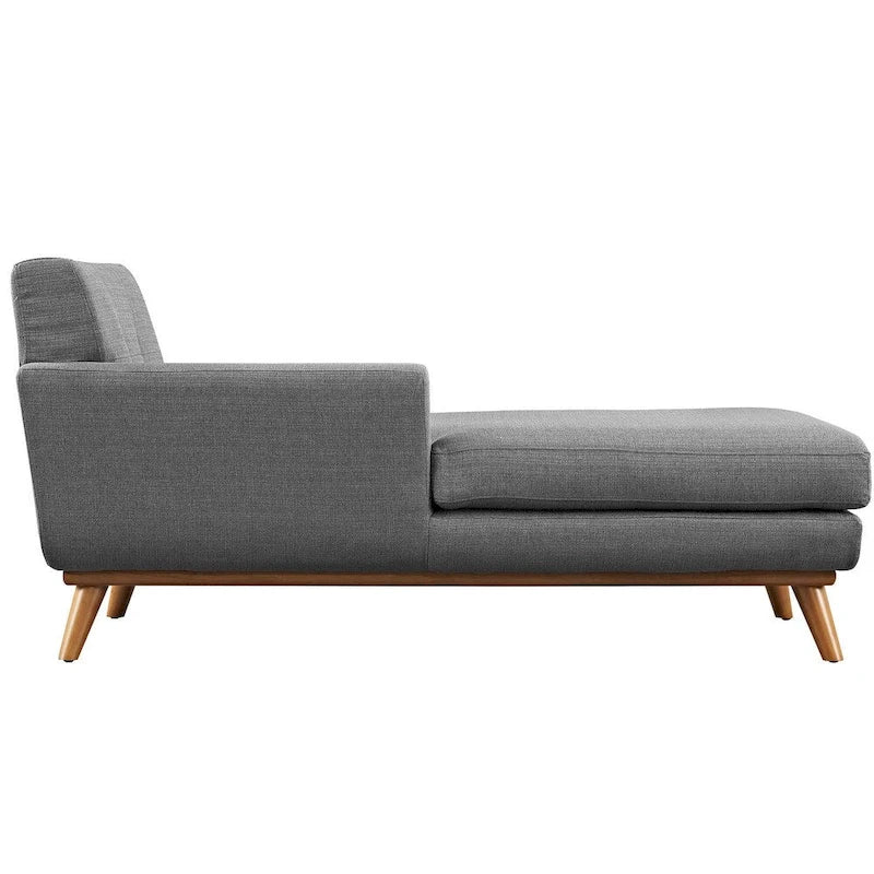 Left-Arm Mid-Century Modern Tufted Chaise Lounge Chair Gray