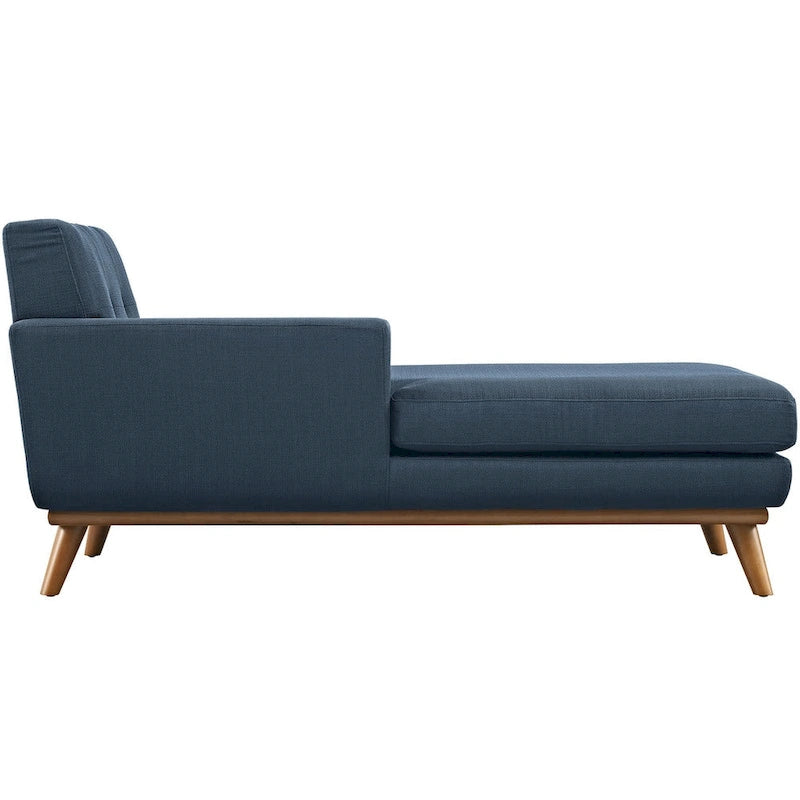 Left-Arm Mid-Century Modern Tufted Chaise Lounge Chair Gray
