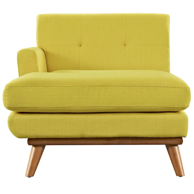 Left-Arm Mid-Century Modern Tufted Chaise Lounge Chair Gray