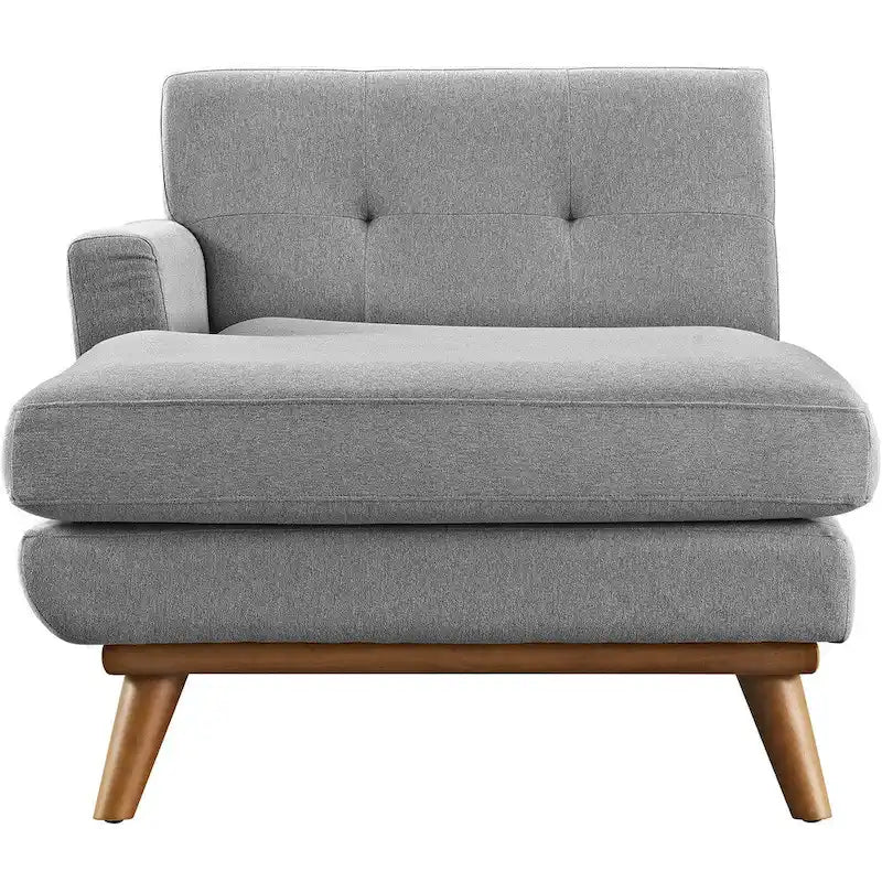 Left-Arm Mid-Century Modern Tufted Chaise Lounge Chair Gray