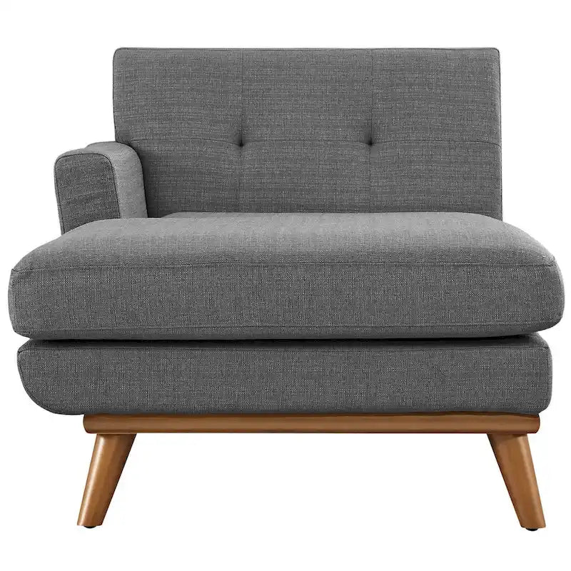 Left-Arm Mid-Century Modern Tufted Chaise Lounge Chair Gray