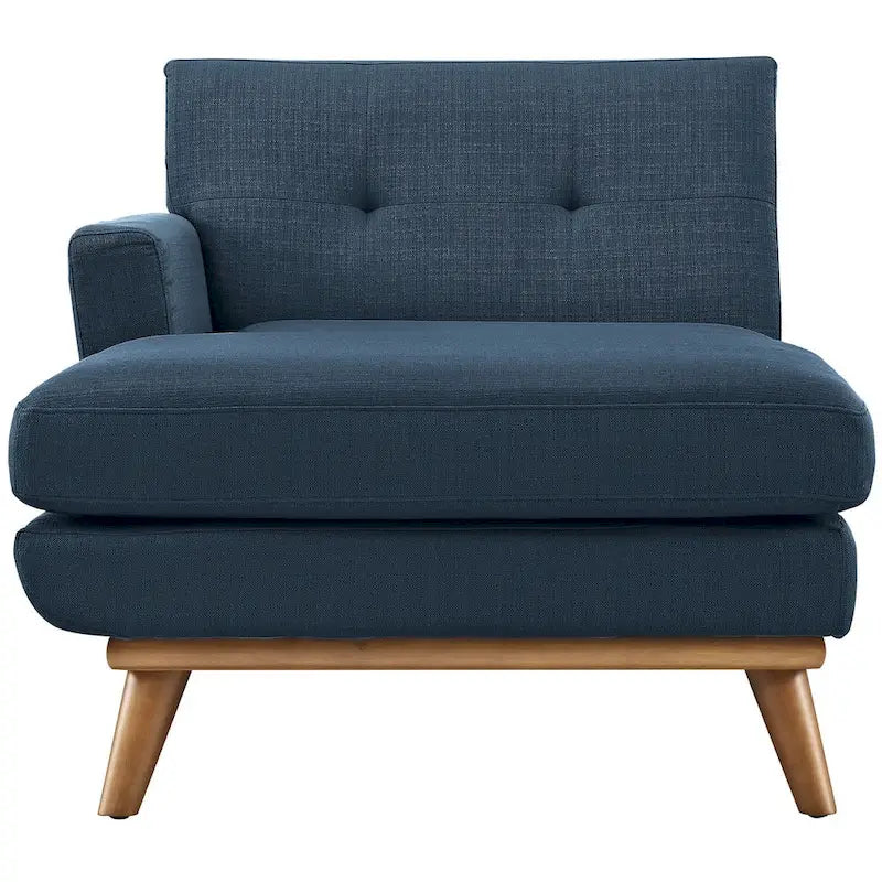 Left-Arm Mid-Century Modern Tufted Chaise Lounge Chair Gray