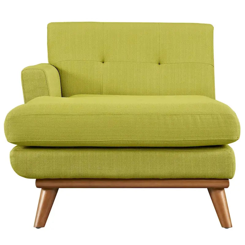 Left-Arm Mid-Century Modern Tufted Chaise Lounge Chair Gray