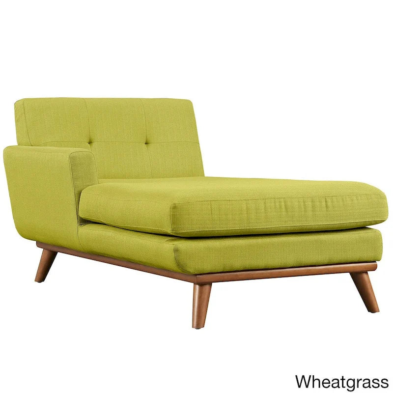 Left-Arm Mid-Century Modern Tufted Chaise Lounge Chair Gray