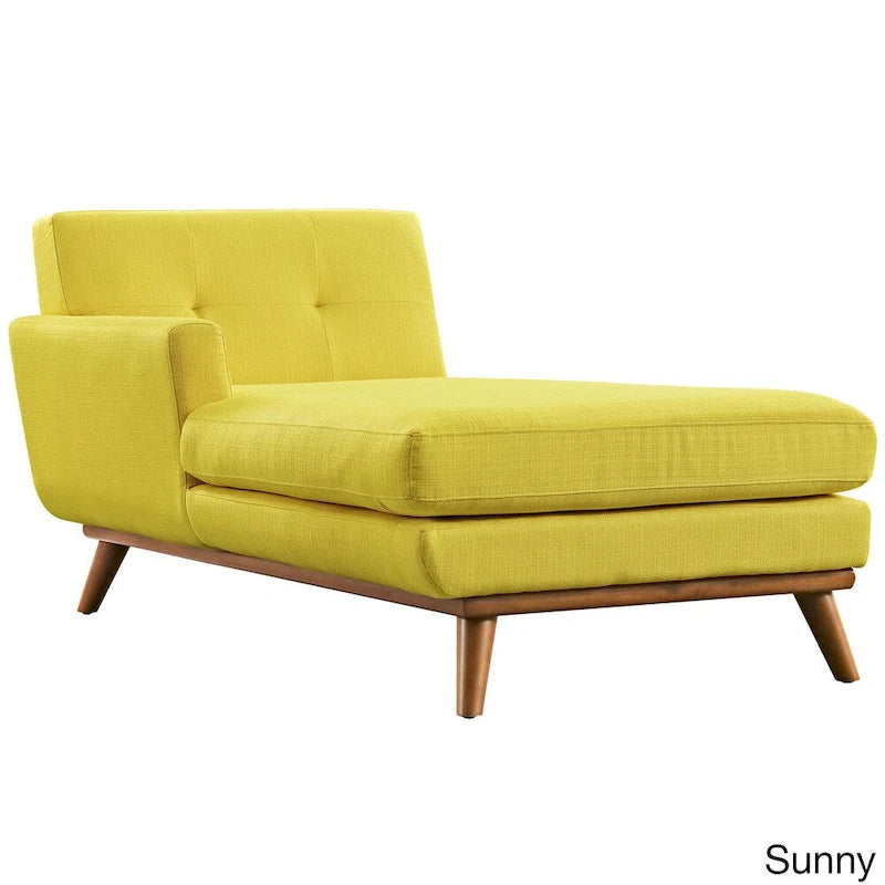 Left-Arm Mid-Century Modern Tufted Chaise Lounge Chair Gray