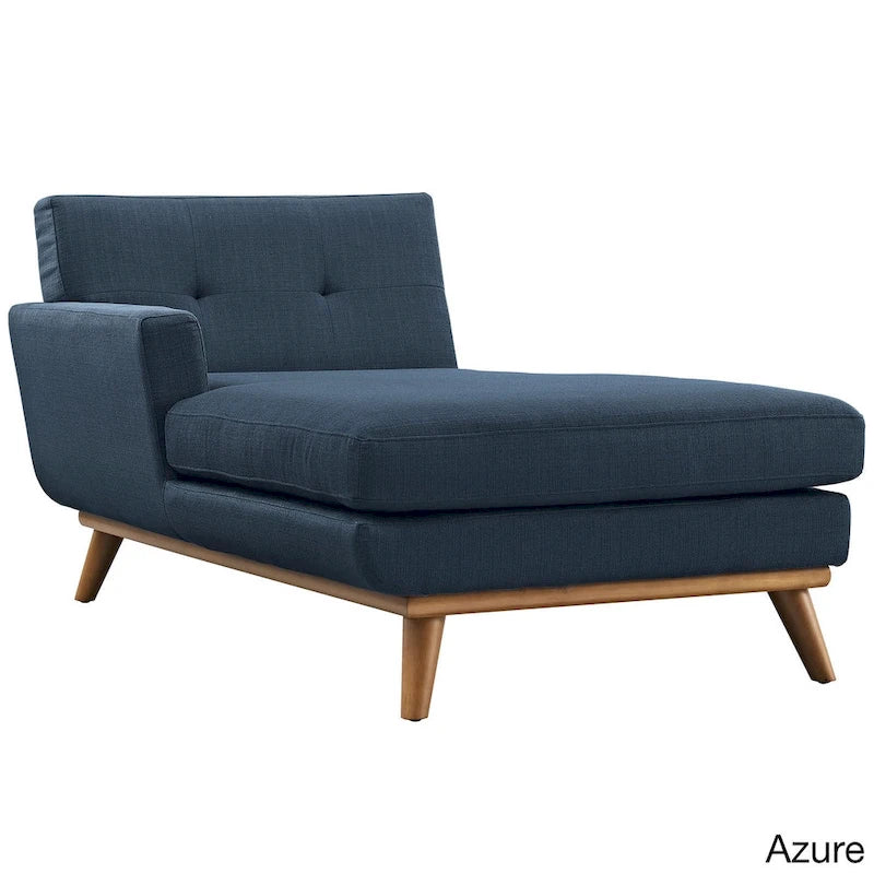 Left-Arm Mid-Century Modern Tufted Chaise Lounge Chair Gray