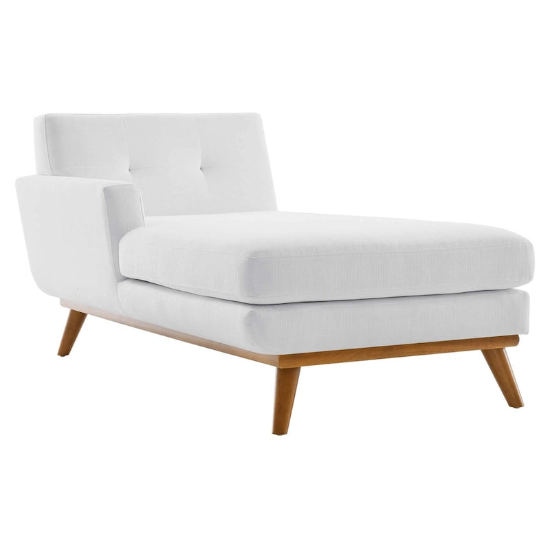 Left-Arm Mid-Century Modern Tufted Chaise Lounge Chair Gray