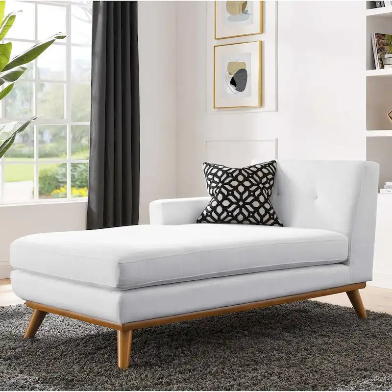Left-Arm Mid-Century Modern Tufted Chaise Lounge Chair Gray