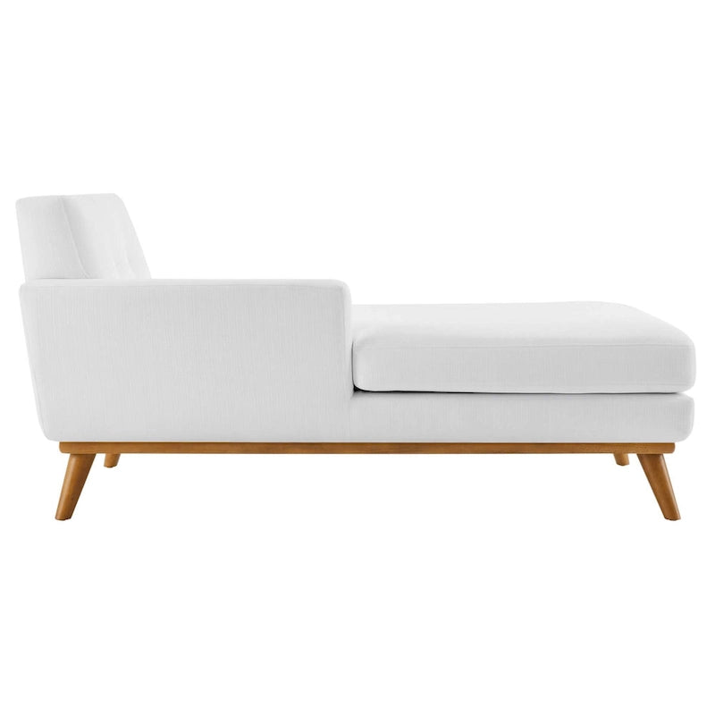 Left-Arm Mid-Century Modern Tufted Chaise Lounge Chair Gray