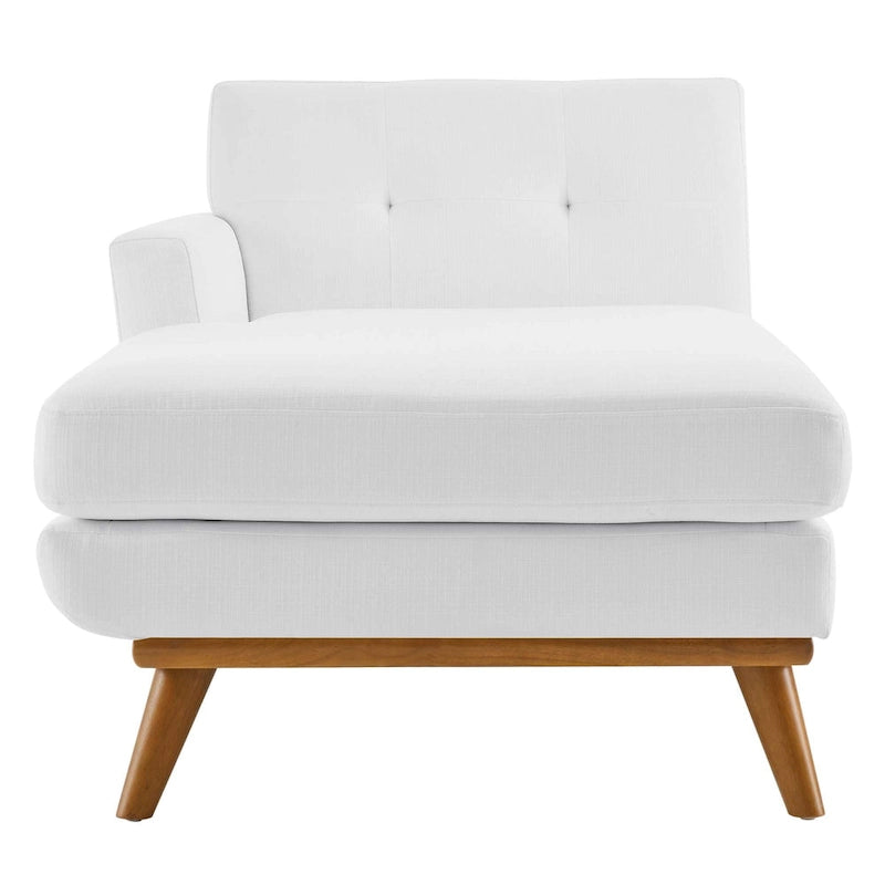 Left-Arm Mid-Century Modern Tufted Chaise Lounge Chair Gray