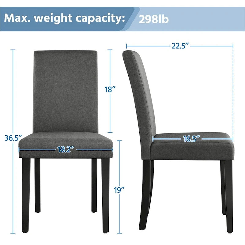 Upholstered Fabric Dining Chair with Solid Wood Legs, Khaki / Dark Gray