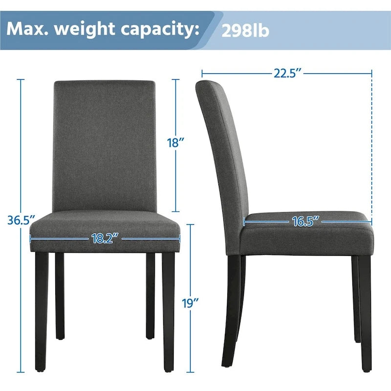 Upholstered Fabric Dining Chair with Solid Wood Legs, Khaki / Dark Gray