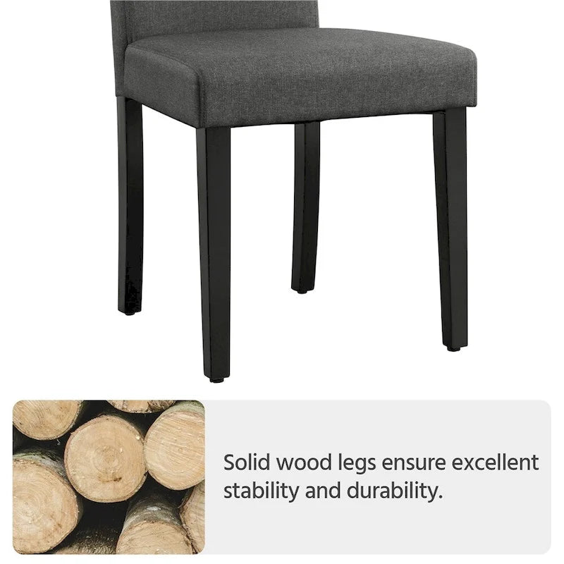 Upholstered Fabric Dining Chair with Solid Wood Legs, Khaki / Dark Gray