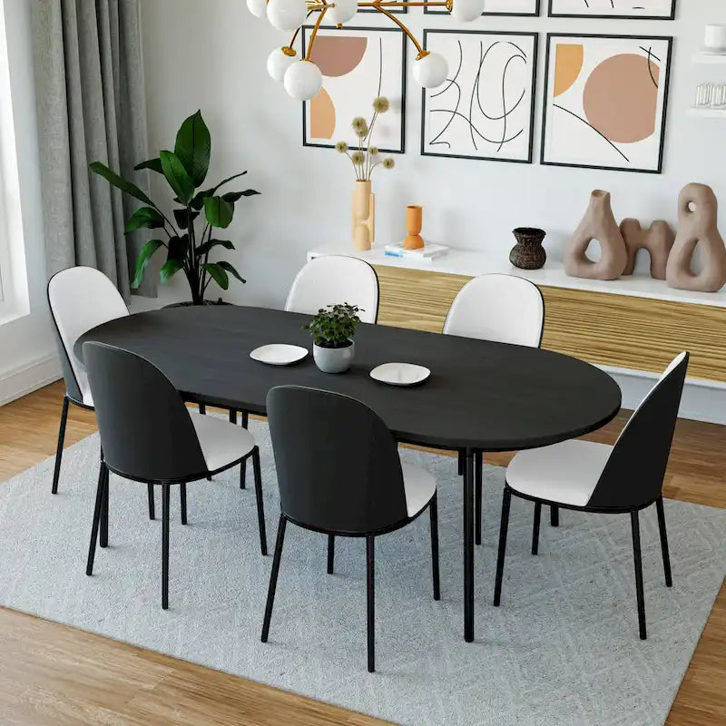 Upholstered Velvet Dining Side Chair with Steel Frame Mid-Century Modern