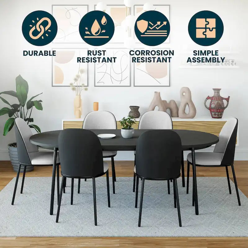Upholstered Velvet Dining Side Chair with Steel Frame Mid-Century Modern