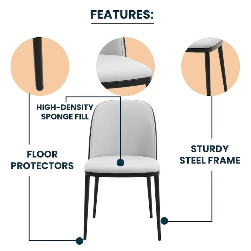 Upholstered Velvet Dining Side Chair with Steel Frame Mid-Century Modern