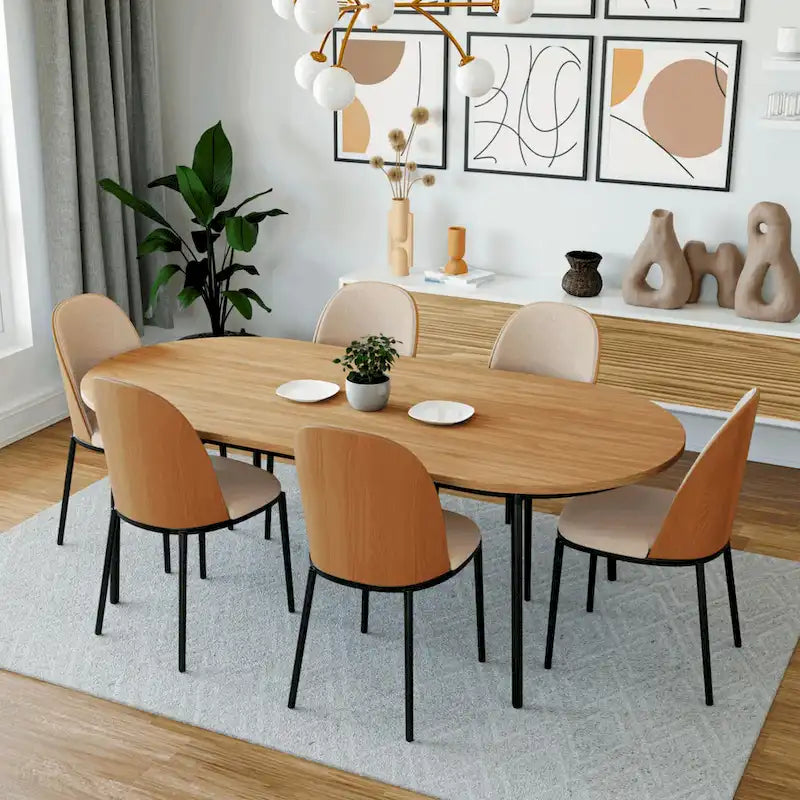 Upholstered Velvet Dining Side Chair with Steel Frame Mid-Century Modern