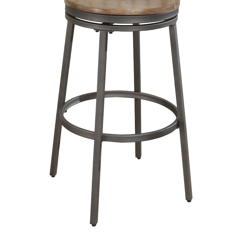 Industrial Swivel Counter Stool Grey Metal Frame Golden Oak Seat