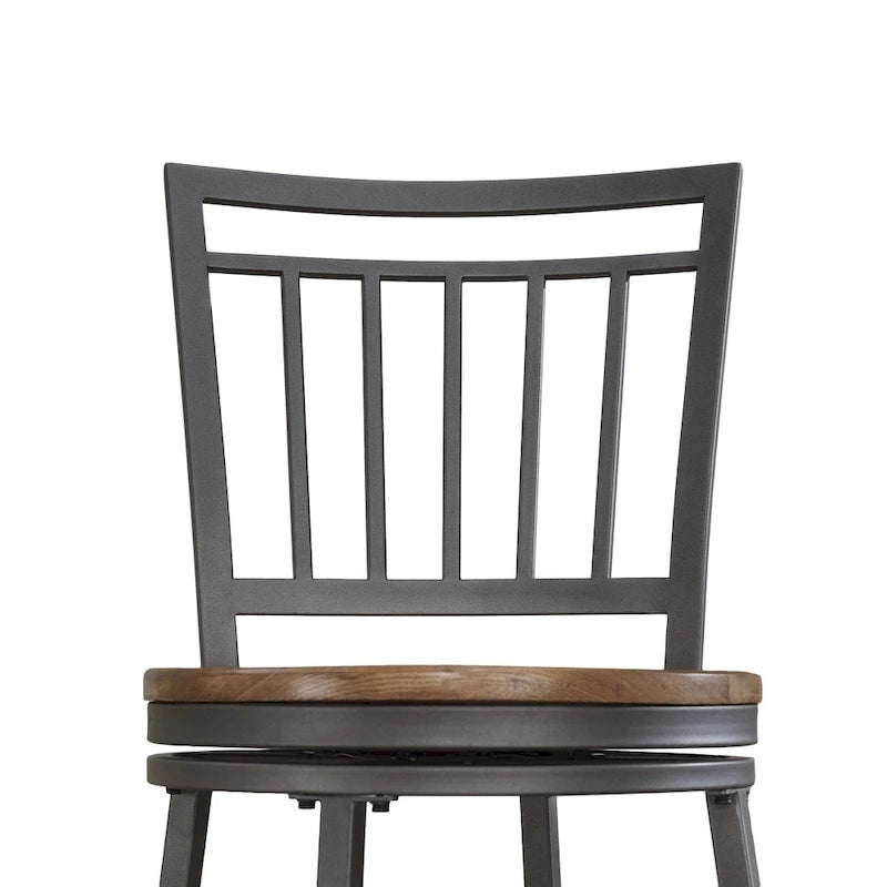 Industrial Swivel Counter Stool Grey Metal Frame Golden Oak Seat